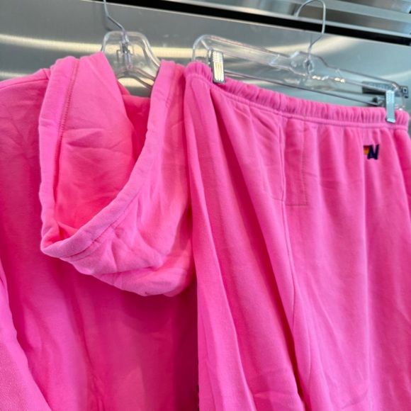 NWT Aviator Nation SET Malibu Chili Cook Off 2023 Neon Pink Sweatsuit matching - Picture 13 of 16